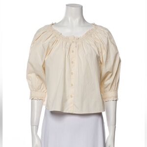 Apiece Apart • Casa Organic Cotton Top Button-Front Puff Sleeve Blouse